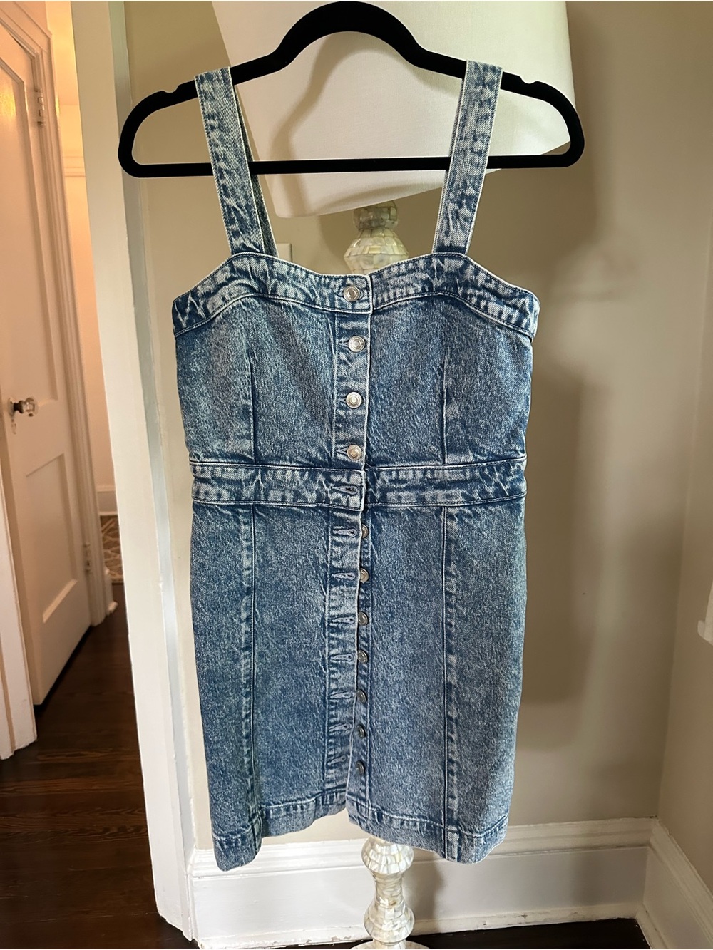 AllSaints Light Acid Wash Blue Denim Dress